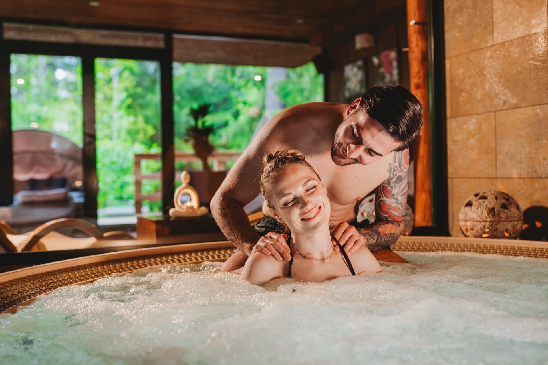 Couple relaxing in the whirlpool